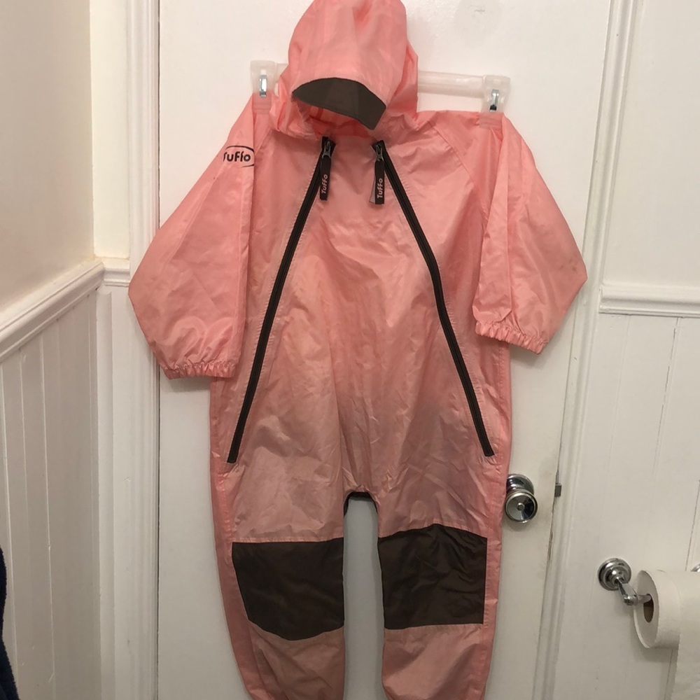 Muddy Buddy rain suit in pink size 5T.